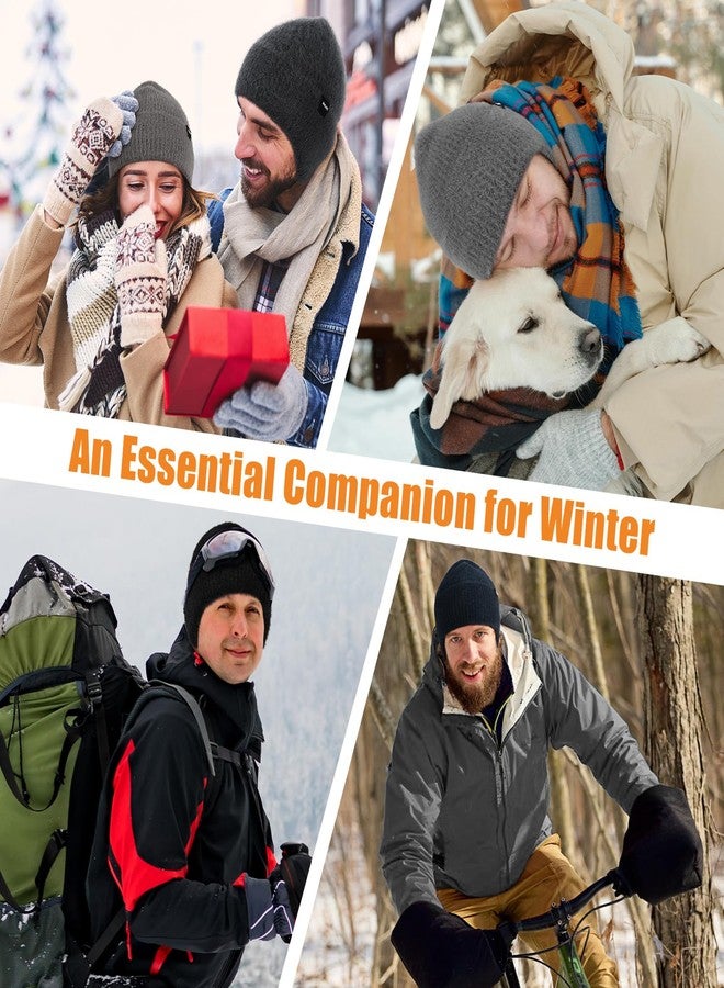 Wmcaps قبعة شتوية مبطنة بالفرو من Wmcaps مع غطاء للأذنين، قبعات شتوية دافئة محبوكة للرجال والنساء، قبعة صوفية خارجية سوداء - Image 3